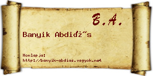 Banyik Abdiás névjegykártya